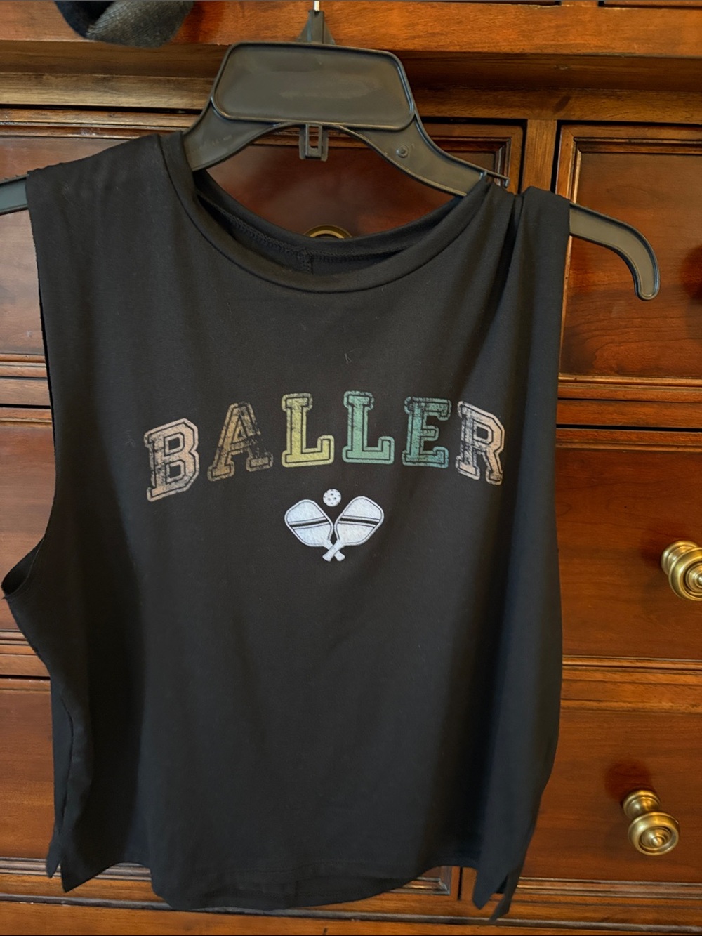 Black Sleeveless "BALLER" Graphic Tank Top Pickelball